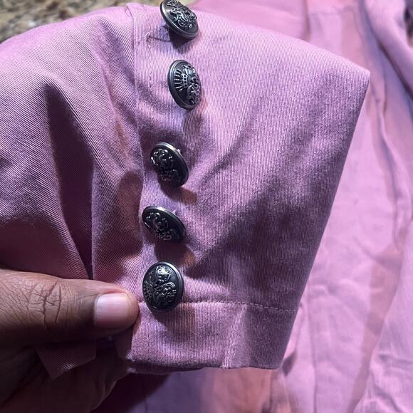 Torrid 5x Pink Stretch Twill Peplum Military Buttons Open Front Jacket - Picture 3 of 7